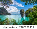 Small photo of James Bond Island is the most famous island in Phang nag bay, Phang nag Province in Thailand.