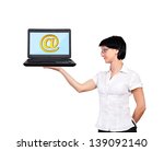 woman holding laptop with email ... | Shutterstock . vector #139092140