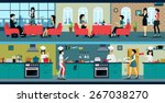 the restaurant has a dining... | Shutterstock .eps vector #267038270