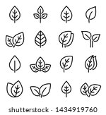 eco set of black line leaf... | Shutterstock . vector #1434919760