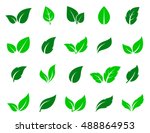 green abstract leaf icons... | Shutterstock .eps vector #488864953