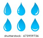 abstract set of blue water drop icons on white background