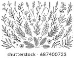 hand drawn set of tree branches ... | Shutterstock .eps vector #687400723