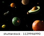 Space or planets universe cosmic abstract background. Abstract fruit background. Creative space. Summer food concept.