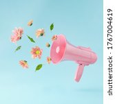 Pink Megaphone With Colorful...