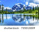 Picture Lake Evergreens Mount Shuksan Mount Baker Highway Snow Mountain Trees Washington Pacific Northwest USA