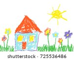 wax crayon like child's hand... | Shutterstock .eps vector #725536486