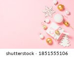 christmas pink flat lay... | Shutterstock . vector #1851555106