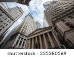 Highrise buildings in Wall Street financial district, New York City