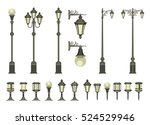Vector Set Of Street Lamps And...