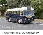 Small photo of HULL, ENGLAND, June 12 2022 1950 Ex East Yorkshire Road Car 1957 Albion Aberdonian MR11L with Park Royal B39F bus body leaving Hull on a preserved passenger bus service.