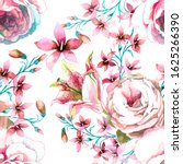 watercolor roses and small... | Shutterstock . vector #1625266390