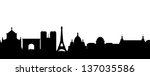 black vector paris silhouette... | Shutterstock .eps vector #137035586