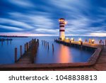 Lighthouse at Lake Neusiedl (Podersdorf am See) at sunset, Burgenland, Austria