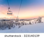 Winter Mountains Panorama With...