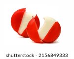 Small photo of Babybel cheese in red wex isolated on white background