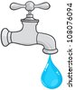 Water Faucet With Smiling Water Drop Cartoon Character .Vector ...