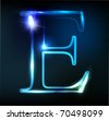 Glowing Neon Letter On Black Background. Letter E. (Full Font In ...