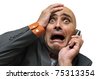 stock photo : Businessman or stock broker with cellphone