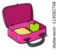 Lunch Box Illustration; Open Lunchbox With Sandwich And An Apple ...